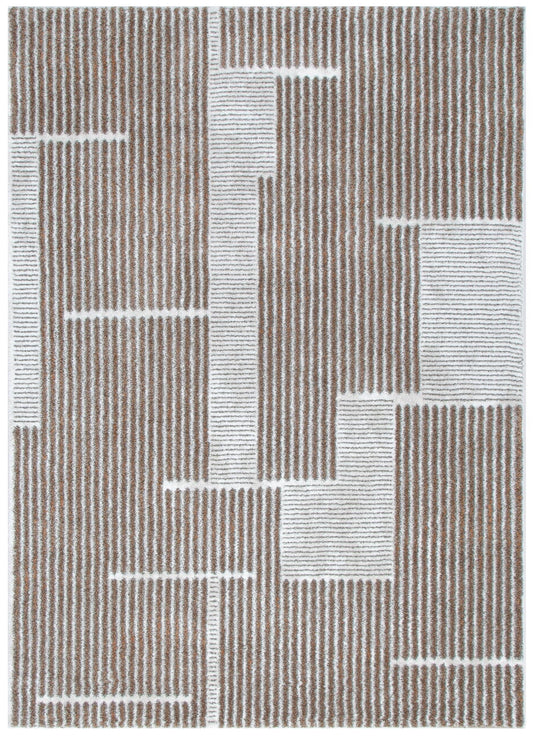 Indulgence Geo Lines Beige Grey Rug - INDU002