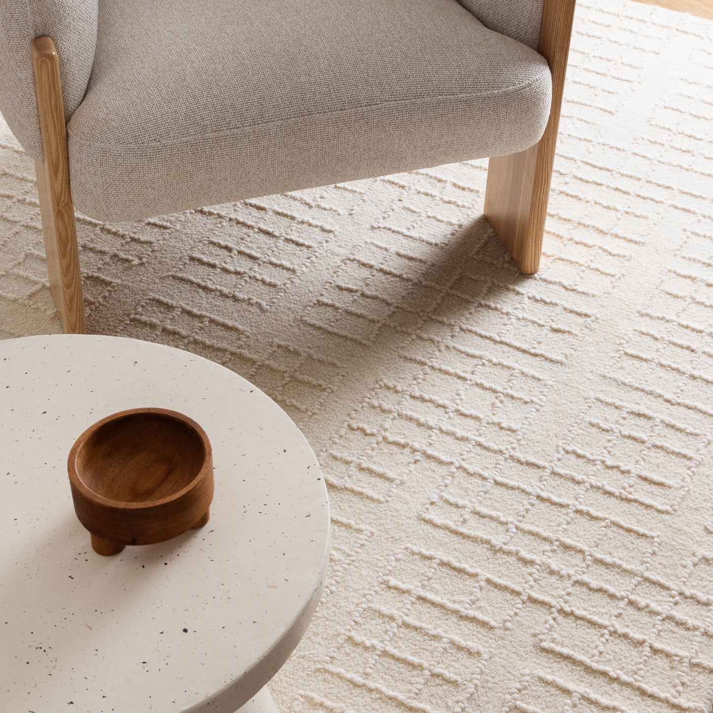 Abasco Ivory Knitted Wool Rug