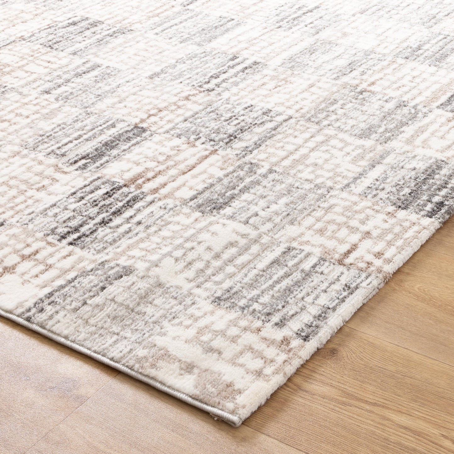 Jade Distressed Checkers Grey Beige Rug - JADE004