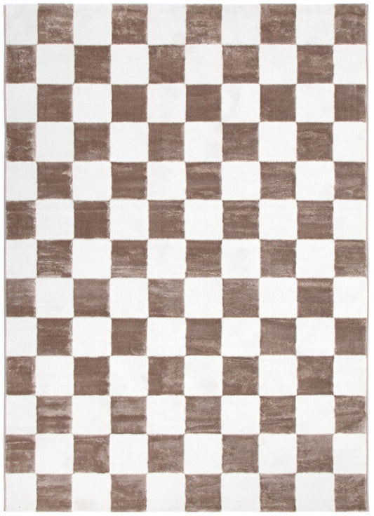 Jade Checkers Cream Brown Rug - JADE007