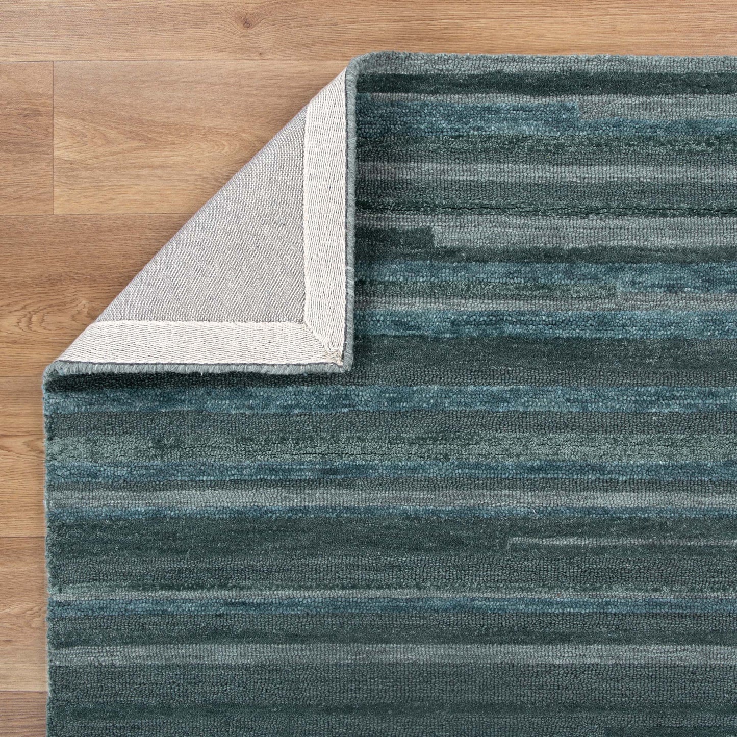 Les Nomades Linear Teal Wool Rug