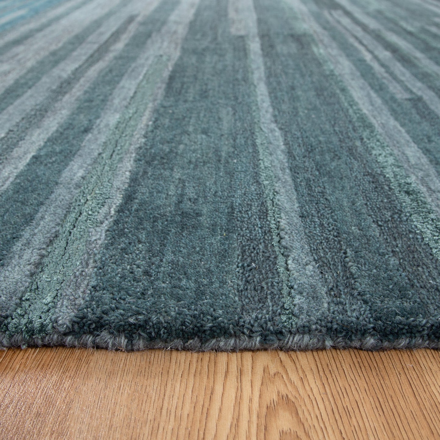 Les Nomades Linear Teal Wool Rug