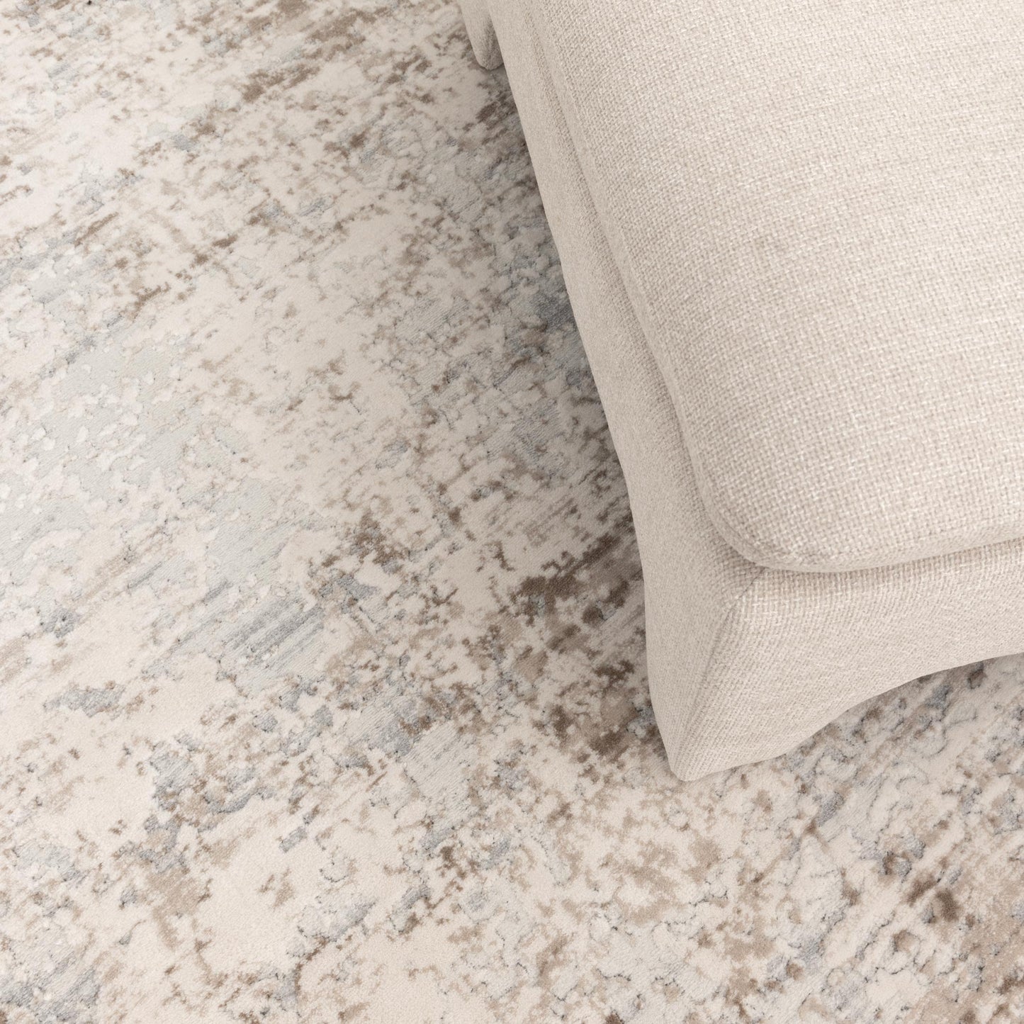 Maya Abstract Distressed Cream and Beige Rug - M105