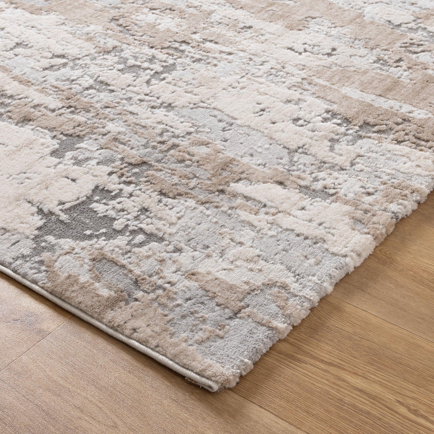 Maya Watercolour Abstract Grey and Beige Rug - M106