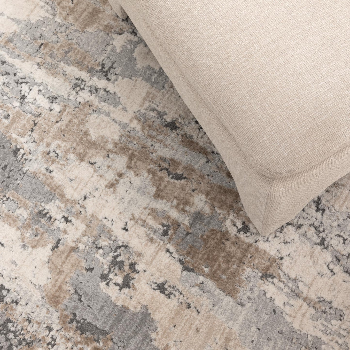 Maya Watercolour Abstract Grey and Beige Rug - M106