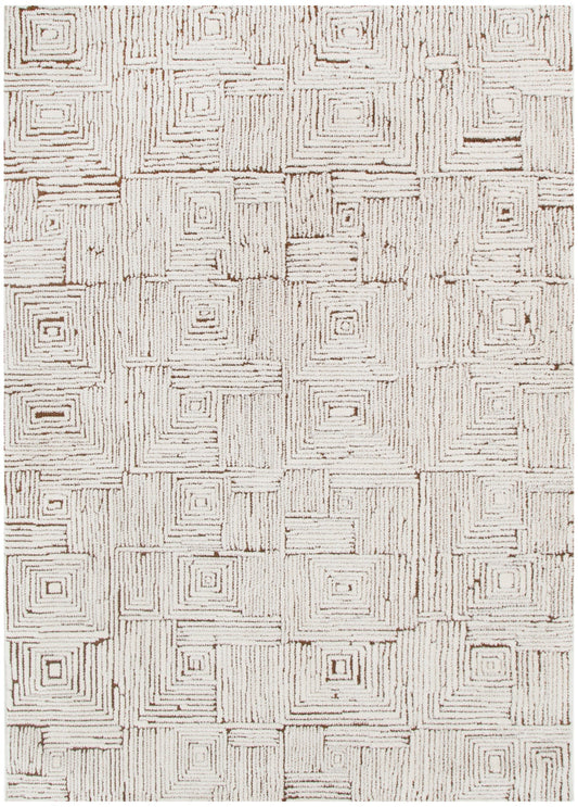Mila Geometric Squares Cream Brown Rug - MIL8
