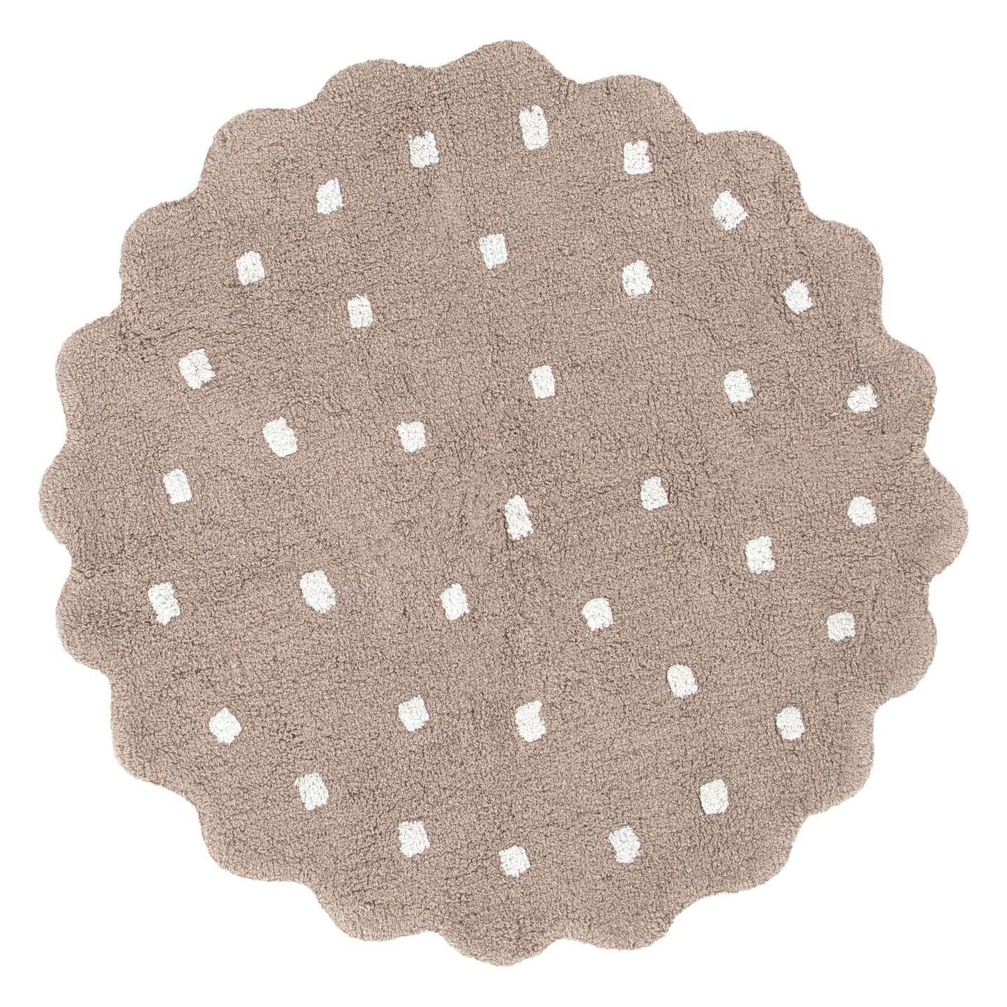 Mellow Round Scalloped Kids Rug Mushroom Beige