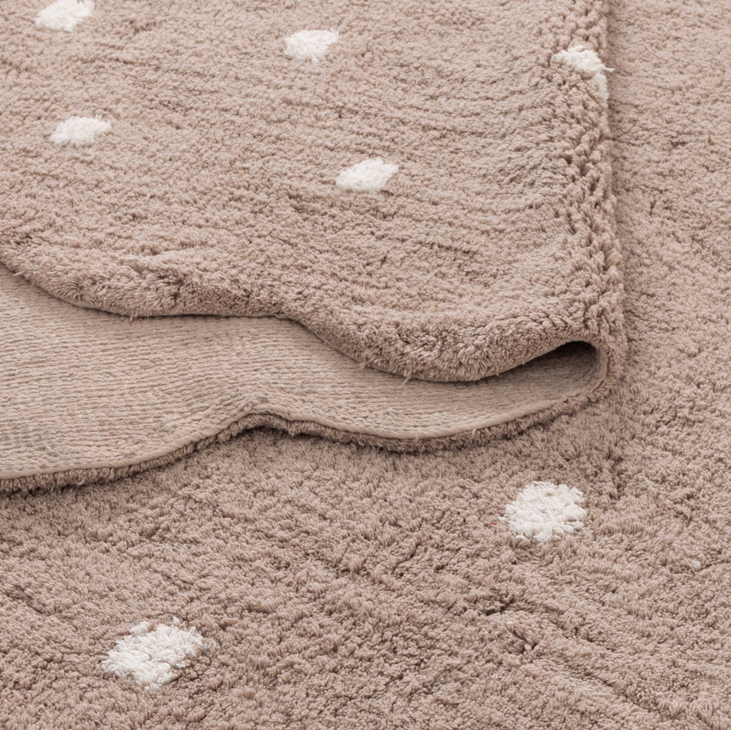 Mellow Rectangle Scalloped Kids Rug Mushroom Beige
