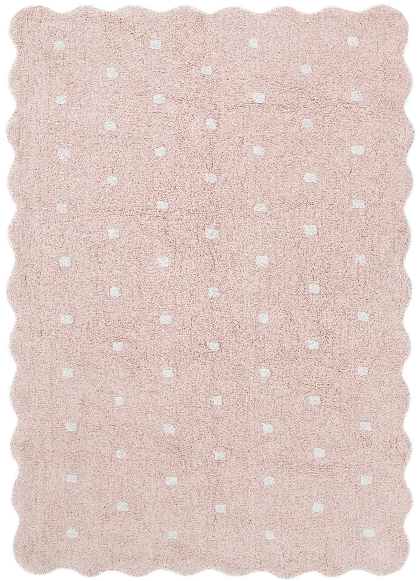 Mellow Rectangle Scalloped Kids Rug Blush Pink