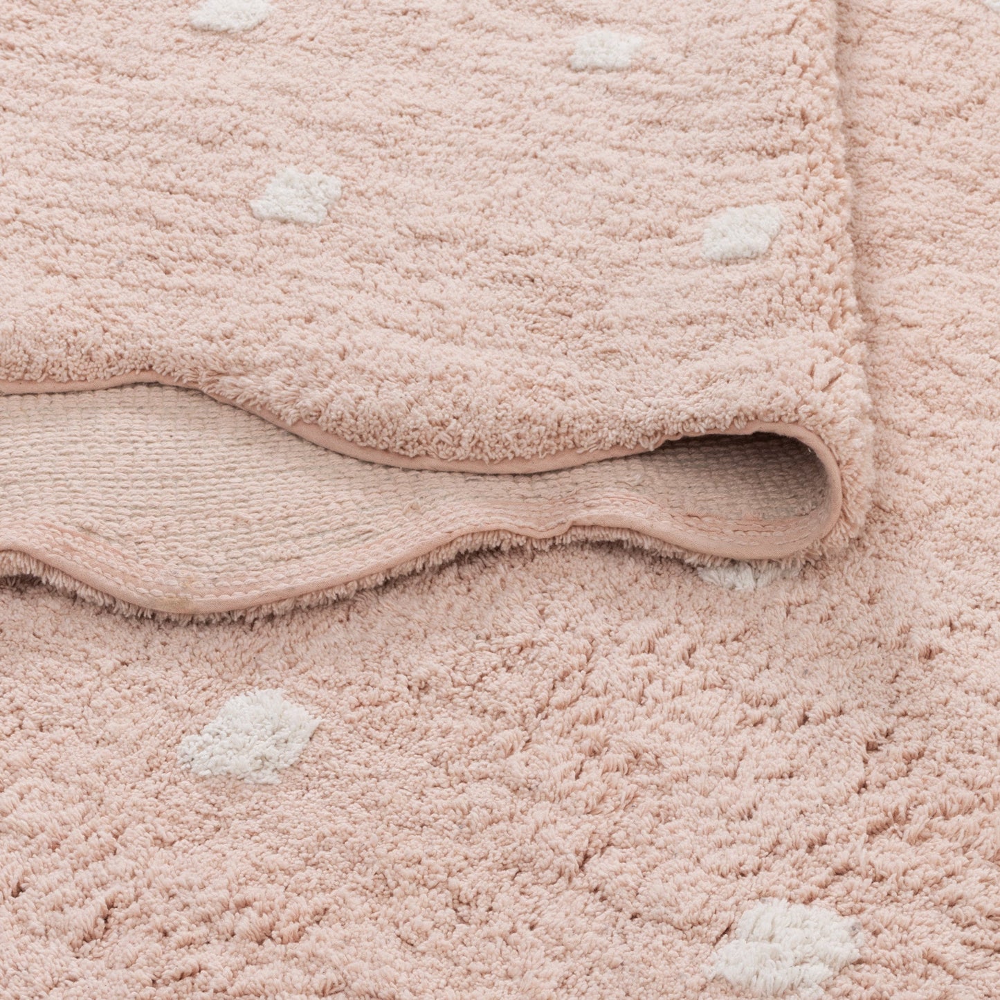 Mellow Rectangle Scalloped Kids Rug Blush Pink