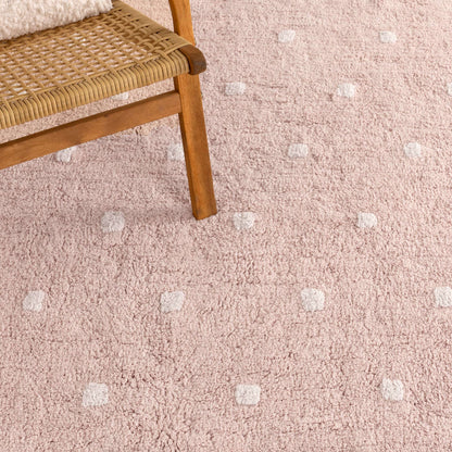 Mellow Rectangle Scalloped Kids Rug Blush Pink