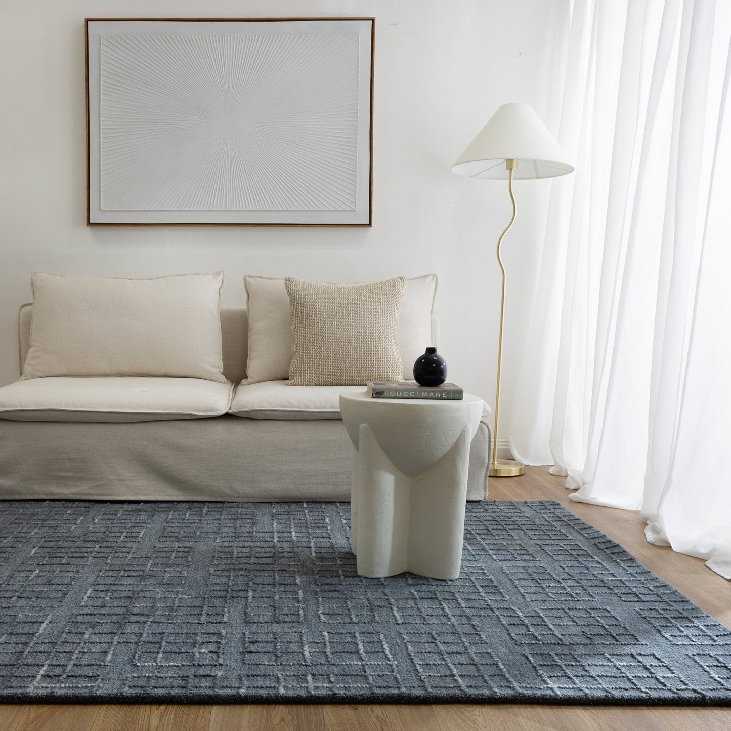 Abasco Steel Blue Knitted Wool Rug