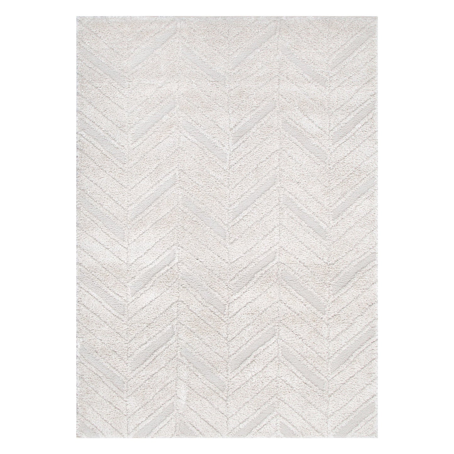 Tender Chevron Beige Shag Rug