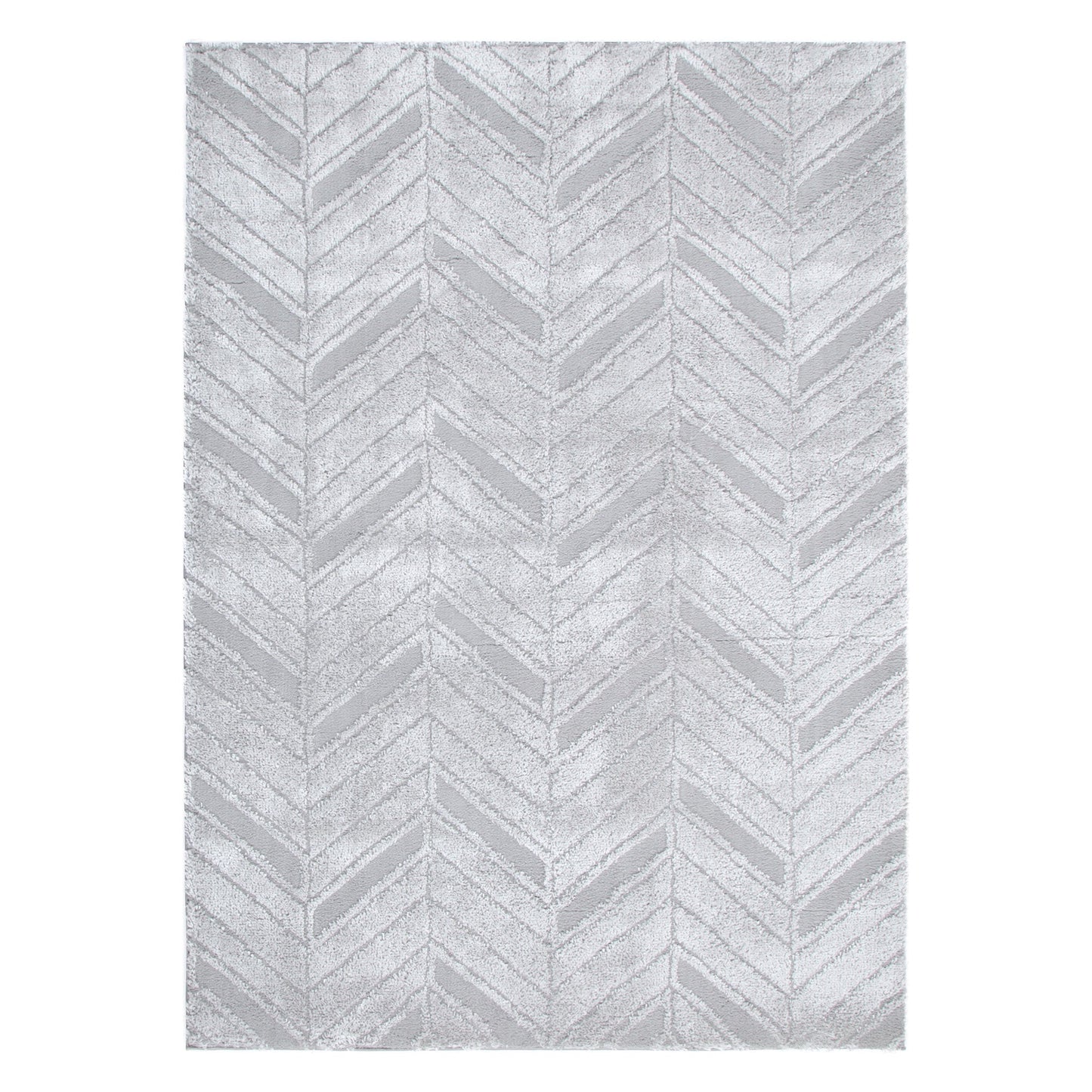 Tender Chevron Silver Shag Rug