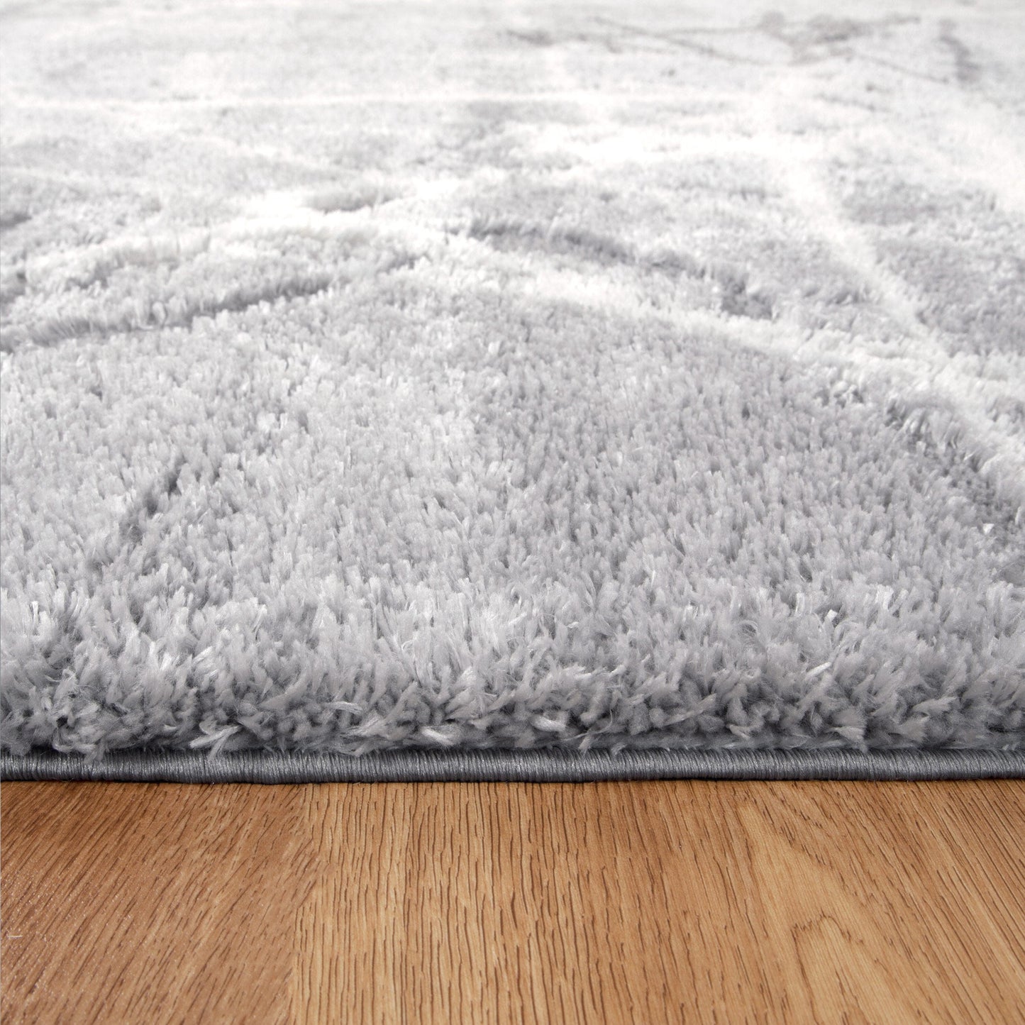 Tender Abstract Silver Shag Rug