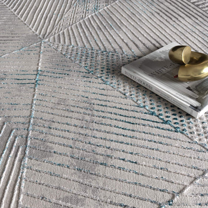 V003: Vestige Geometric Grey Blue Rug