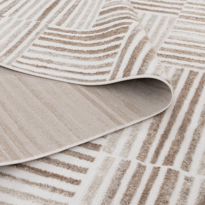 Wellington Geometric Lines Brown Rug - W001
