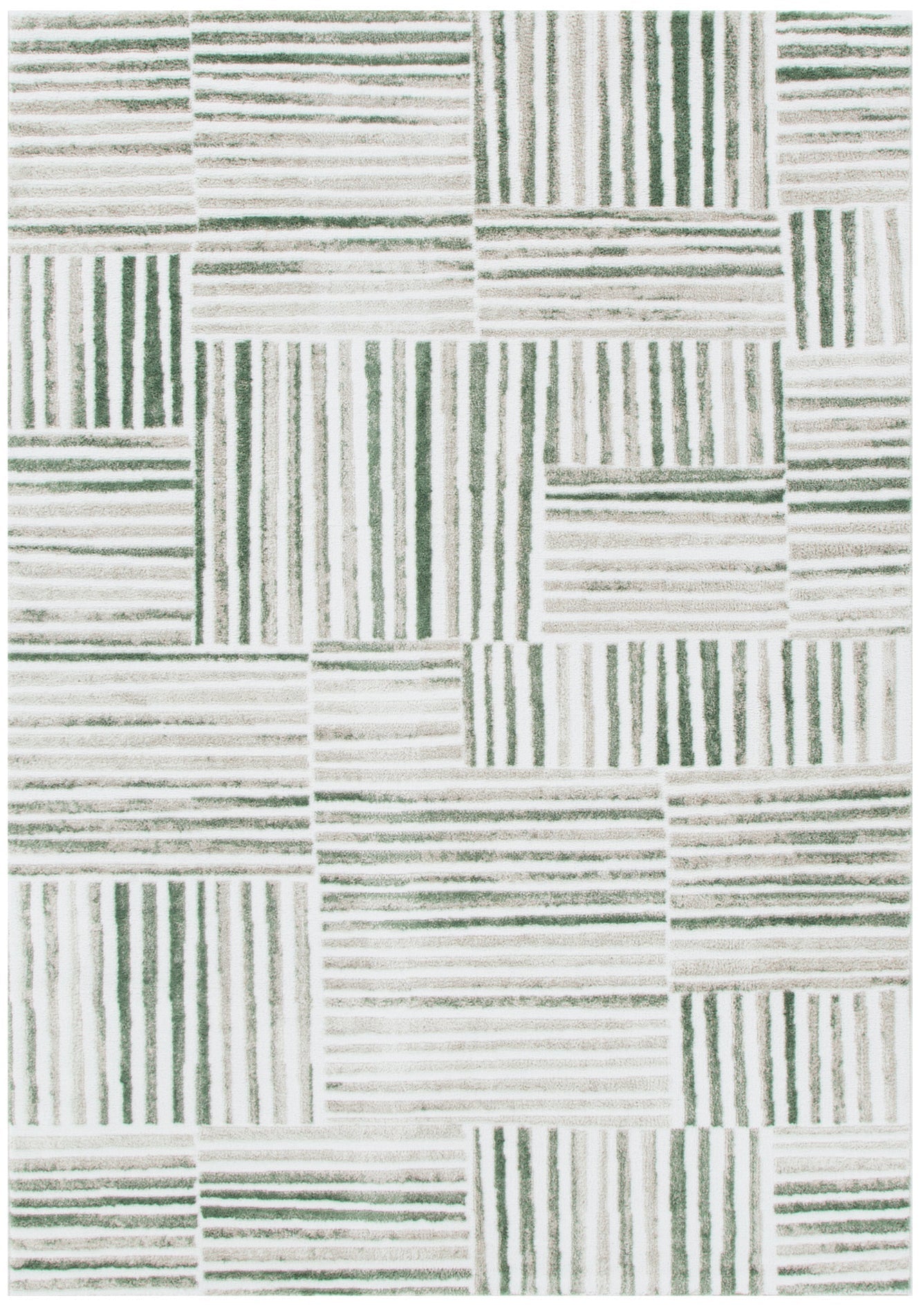 Wellington Geometric Lines Green Rug - W005