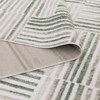 Wellington Geometric Lines Green Rug - W005