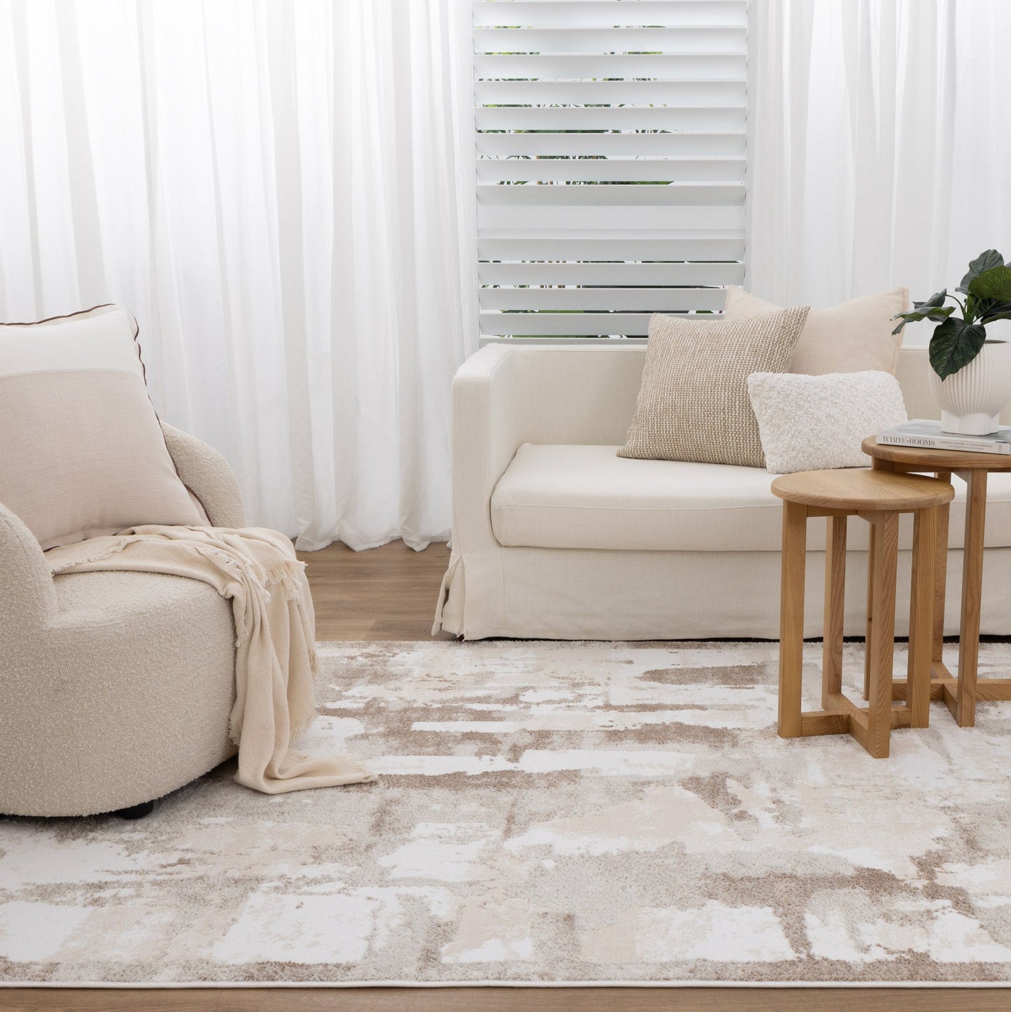 Wellington Abstract Wash Brown Rug - W007