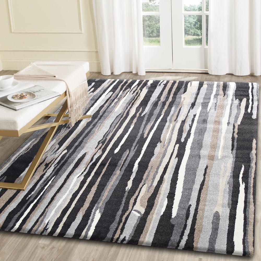 Morisot Dark Brown Vertical Stripes Rug