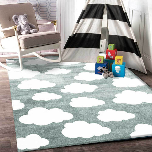 Piccolo  Aqua White Cloud Kids Rug