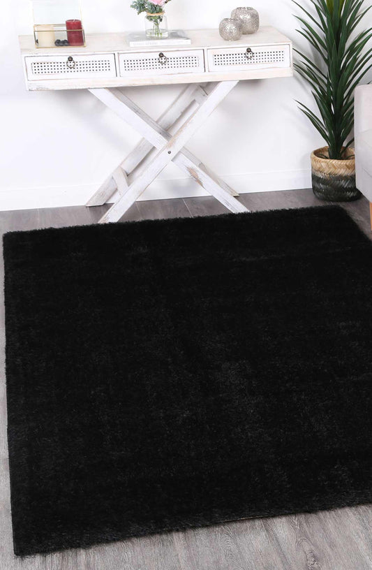 Puffy Soft Shag Black Rug