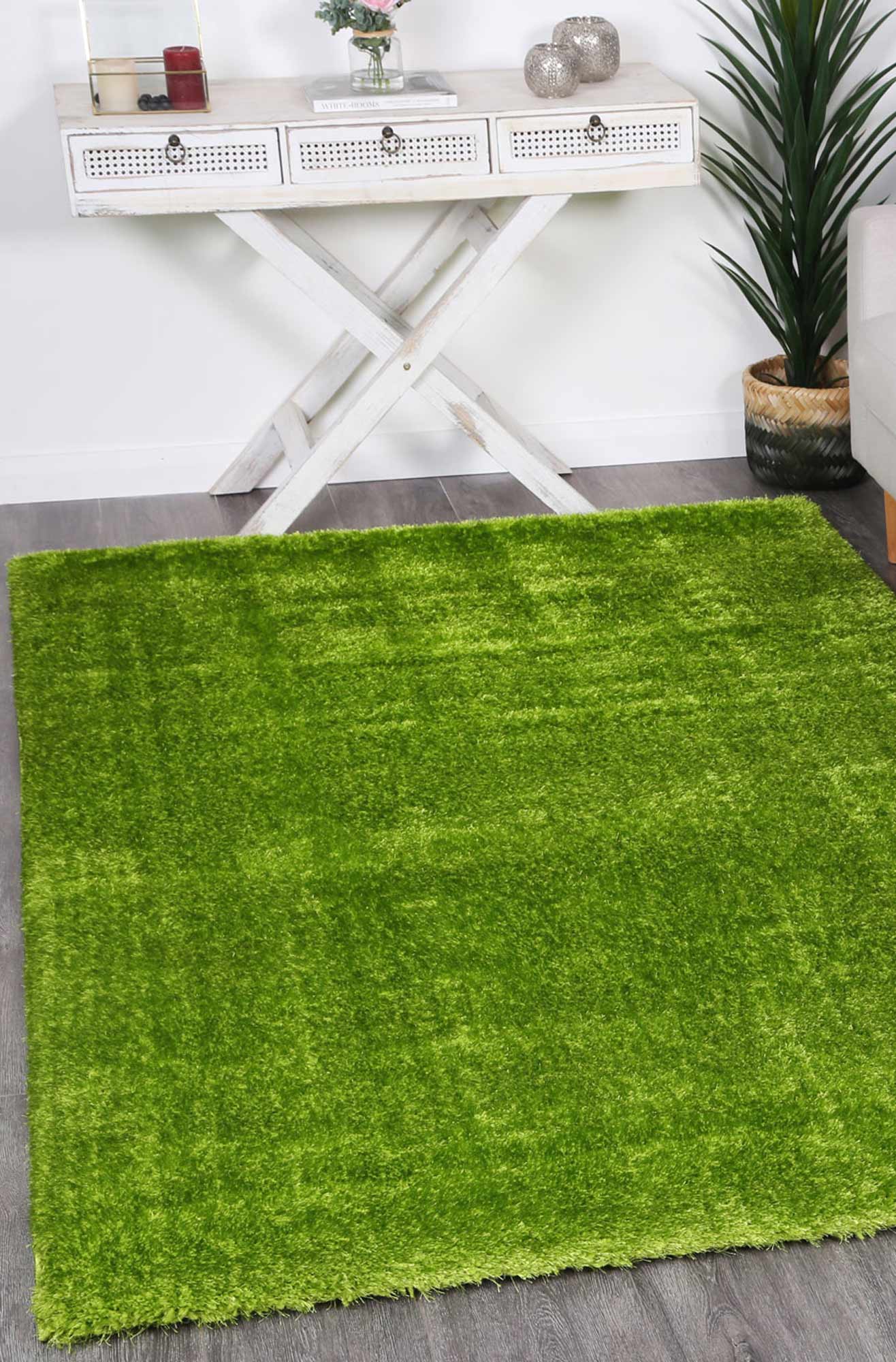 Puffy Soft Shag Green Rug