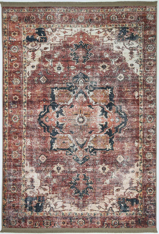 Distressed Vintage Tanasa Terracotta Rug