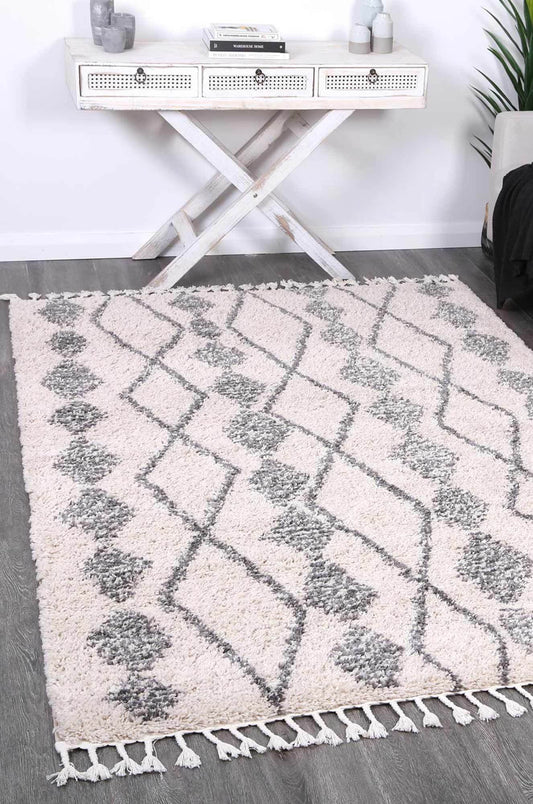 Serenity Zara Tribal Cream Grey Rug