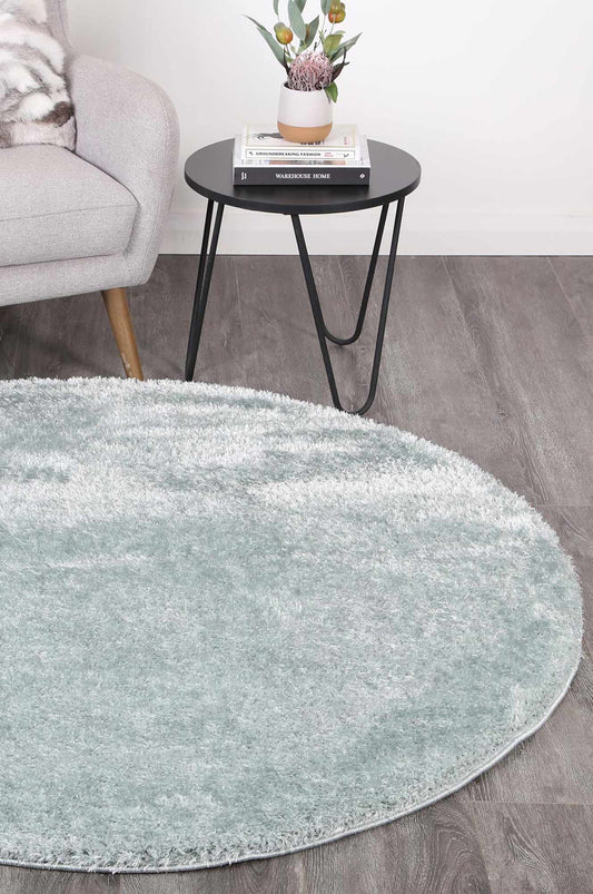 Puffy Soft Shag Round Rug Teal