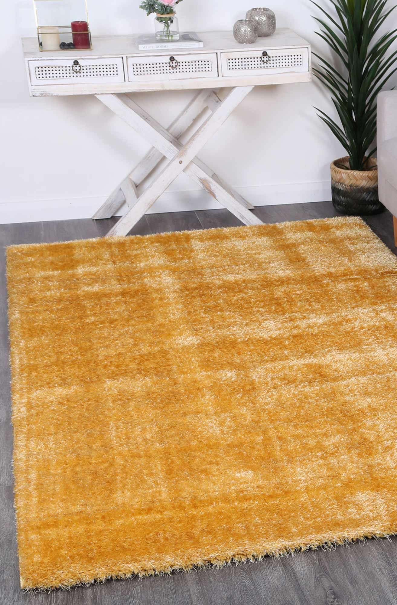 Puffy Soft Shag Mustard Rug