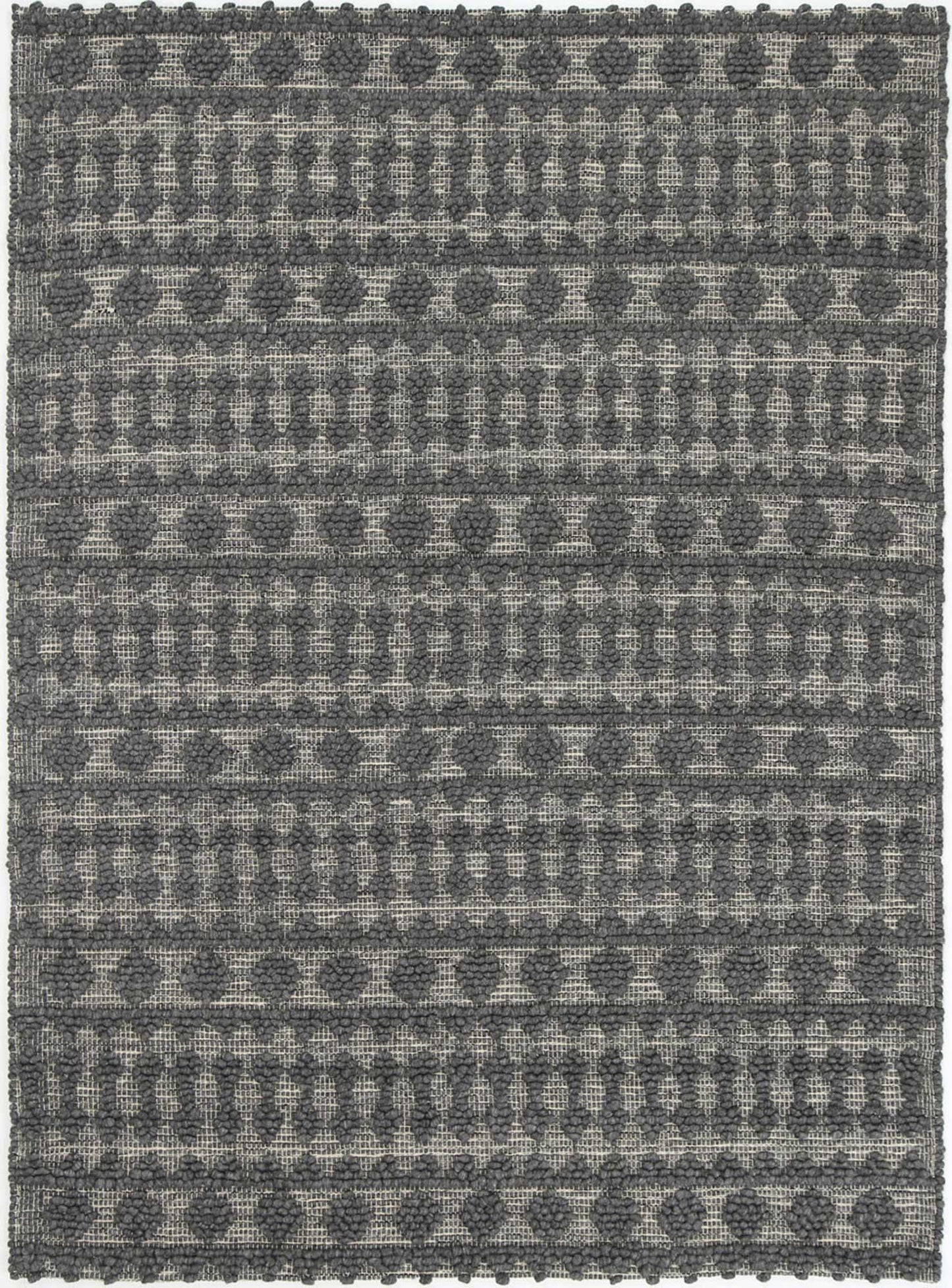 Kaiden Tribal Charcoal Grey Wool Rug