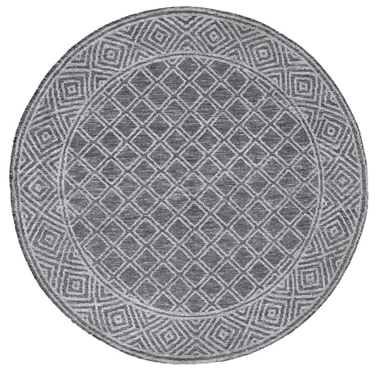 Alayah Diamond Trellis Grey Round Rug