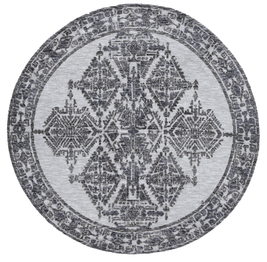 Alayah Ornamental Grey Round Rug