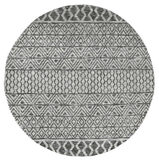 Alayah Tessellations Charcoal & Beige Round Rug