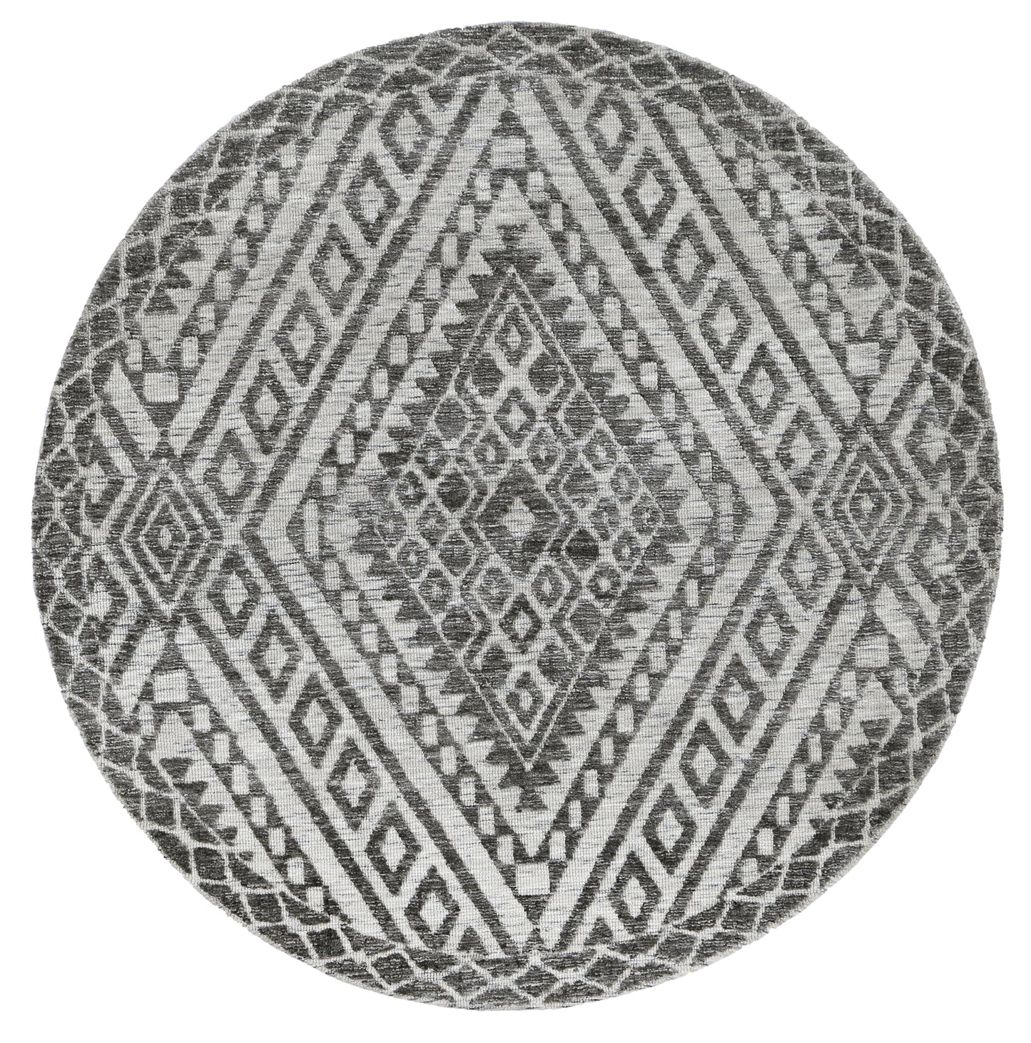 Alayah Zalij Charcoal & Beige Round Rug