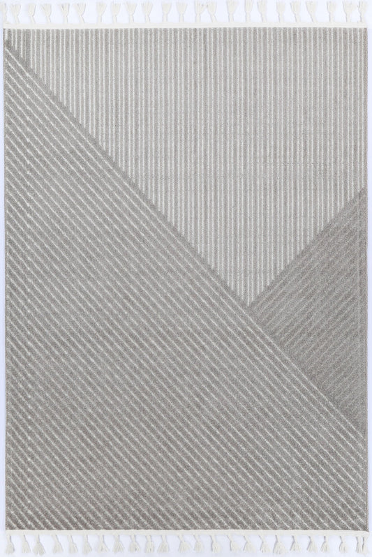 Angelos Cream Grey Geometric Striped Rug