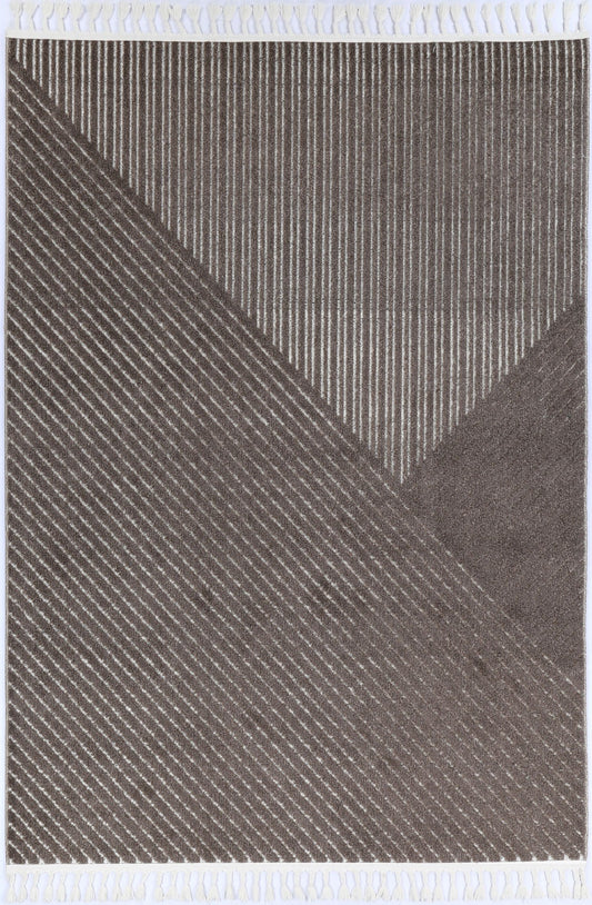 Hebe Cream Beige Geometric Striped Rug