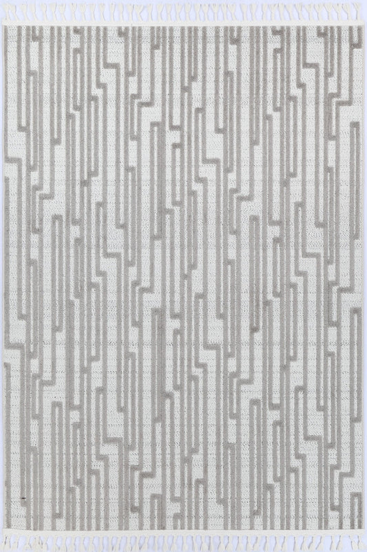 Hermes Cream Grey Matrix Rug