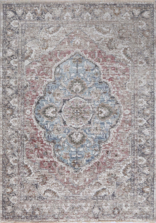 Baile Rosaline Blue & Rust Traditional Rug