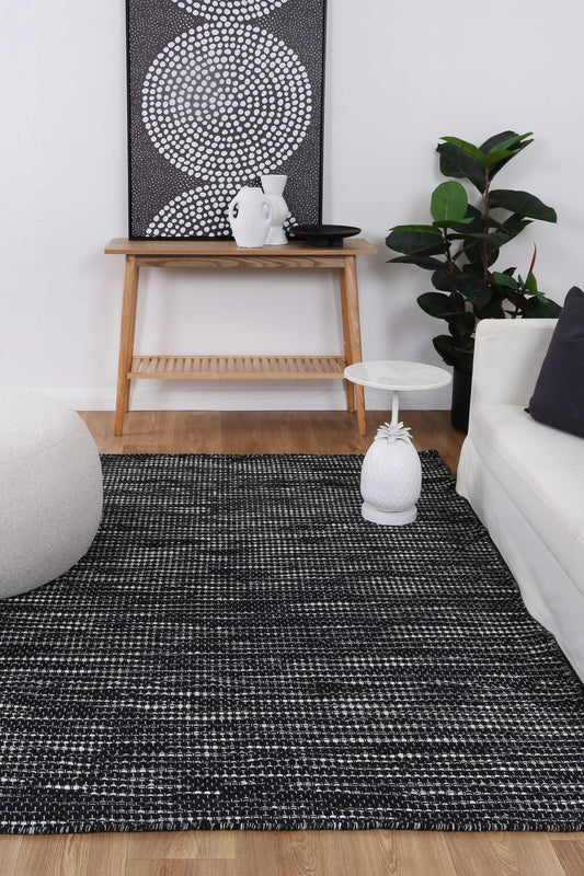 Scandi Black & White Reversible Wool Rug