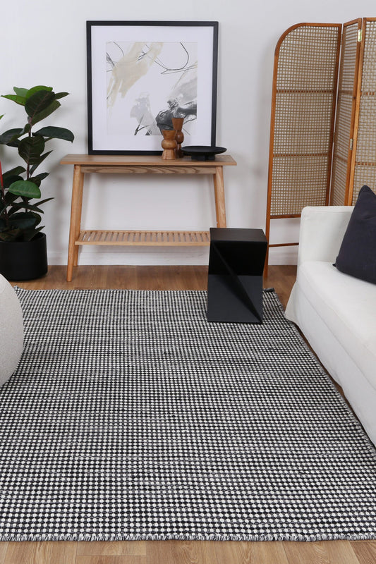 Scandi Charcoal Reversible Wool Rug