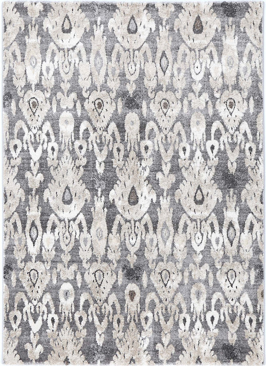 Manchester Grey Damask Plush Rug