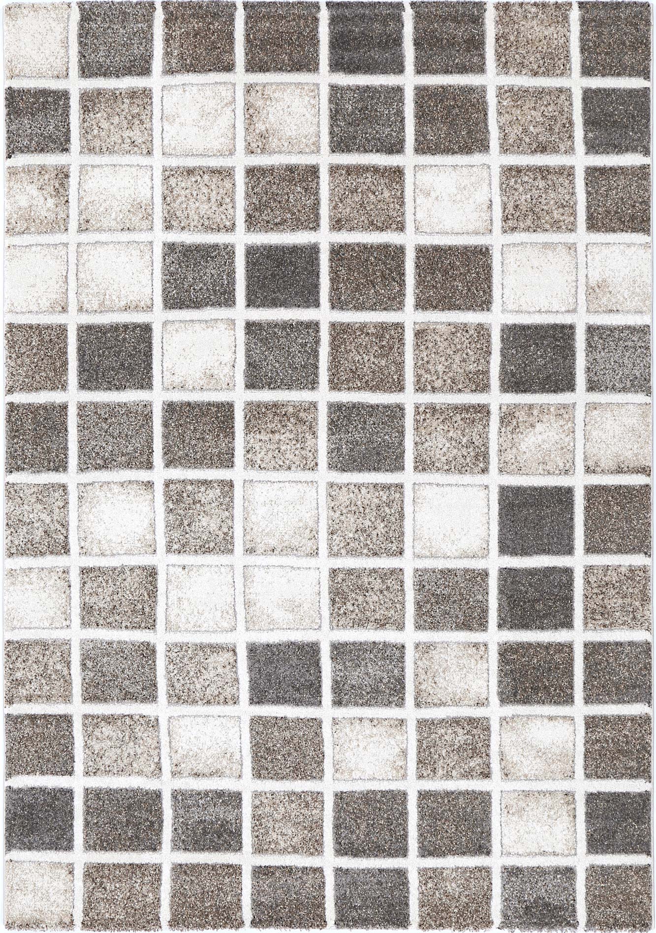 Manchester Patchwork Grey and Beige Plush Rug