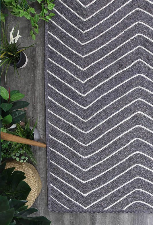 Bonnie Grey Natural Chevron Rug