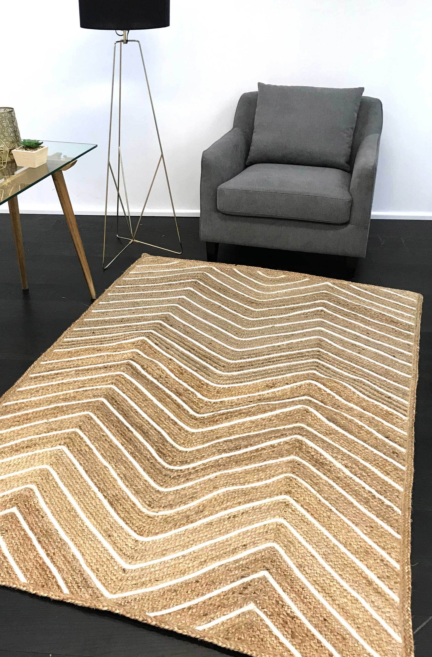 Bonnie Beige Natural Chevron Rug