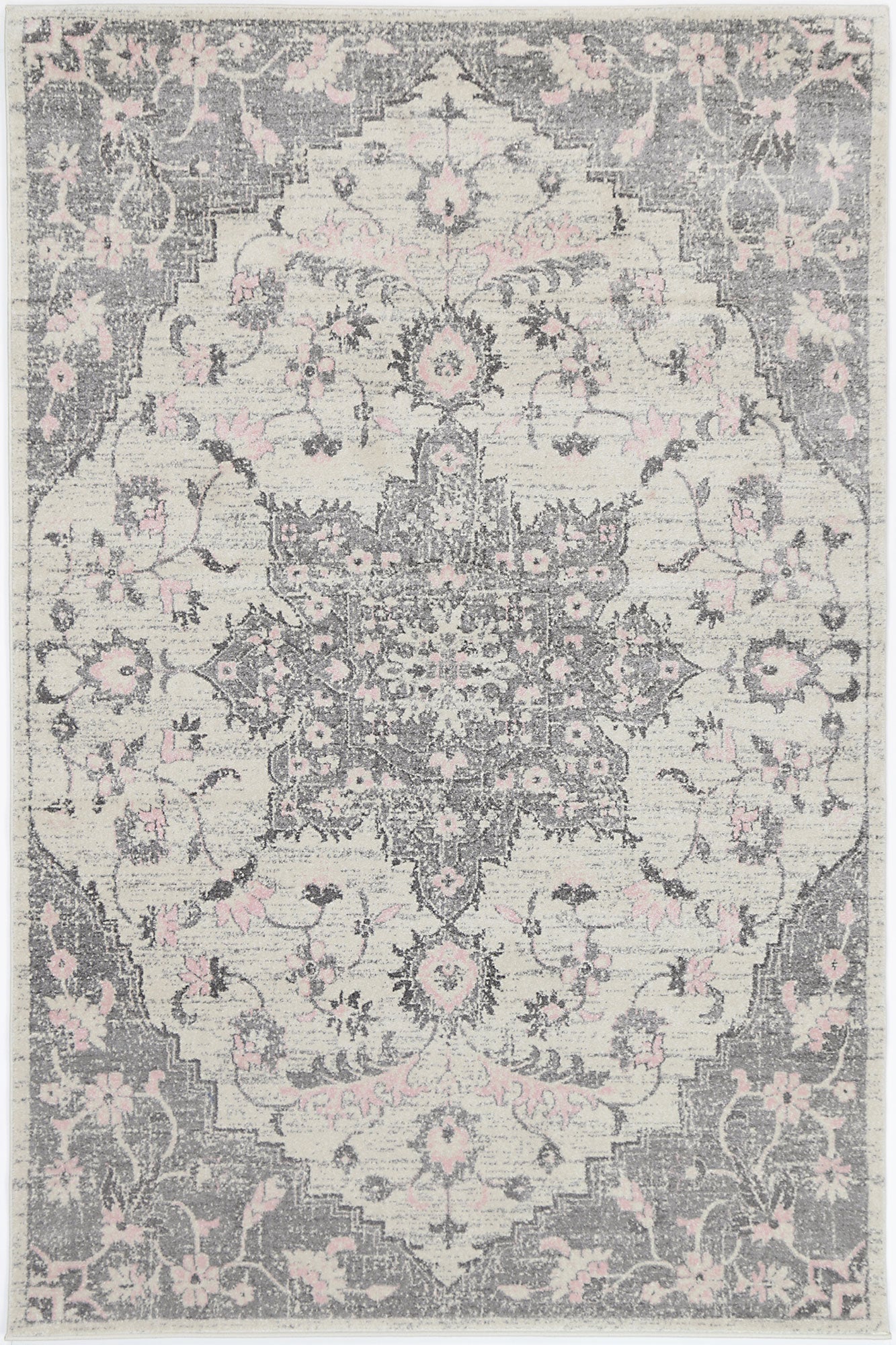 Graceful Rosette Ash Rug