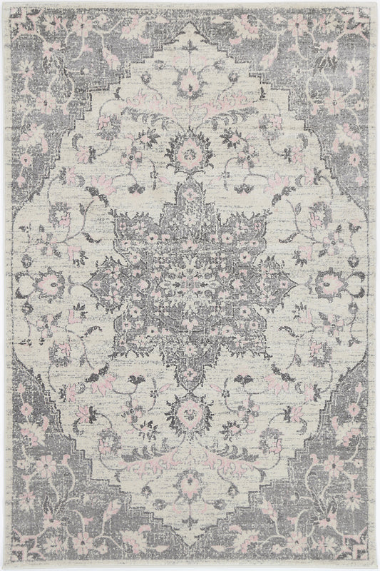 Graceful Rosette Ash Rug