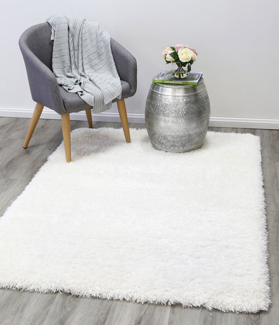 Cushy Super Soft Ultra Thick Shag Rug White